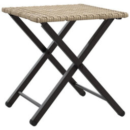 Berkfield 5 Piece Garden Dining Set Foldable Beige Poly Rattan - thumbnail 6
