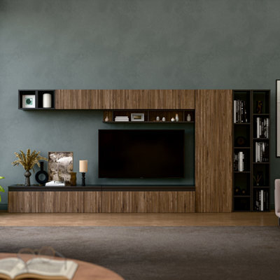 Decorotika Chantilly Moduler Modern Tv Unit Wall Mount Customizable Layout Black Alina