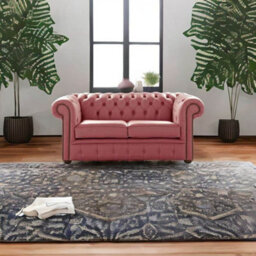 Chesterfield 2 Seater Shelly Brick Red Leather Sofa Settee Bespoke In Classic Style - thumbnail 2
