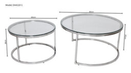 Q&p Furniture Nova Modern Nest Coffee Table  2 Piece Set With Chrome Silver Legs Tempered Glass Top - thumbnail 4
