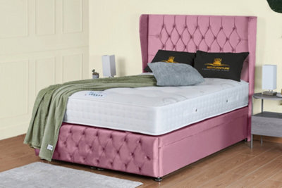 UKBEDFURNITURE Edwina Plush Pink End Opening Divan Ottoman Bed With 54 Inch Headboard - image 1