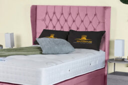 UKBEDFURNITURE Edwina Plush Pink End Opening Divan Ottoman Bed With 54 Inch Headboard - thumbnail 3