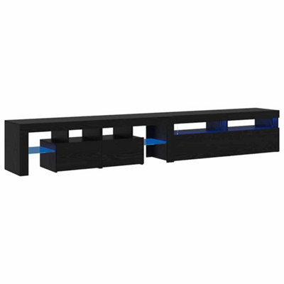 Berkfield Modern Tv Cabinets 2 Pcs With Led Lights Black Oak Engineered Wood - image 1