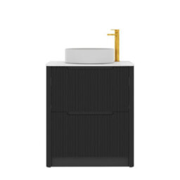 Royal Bathrooms Avenza 800mm Matt Obsidian Black Floor Standing Countertop Bathroom Vanity Unit 2 Drawer With Art Round Basin - thumbnail 6