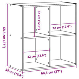 Walplus Bookcase Brown Oak 68.5X32X68.5 Cm Engineered Wood - thumbnail 9
