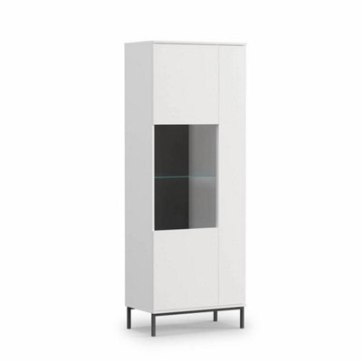 Arte Querty 07 Tall Display Cabinet In White Matt - Elegantly Showcase Your Treasures - W700mm X H1900mm X D410mm - image 1