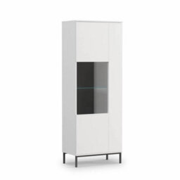 Arte Querty 07 Tall Display Cabinet In White Matt - Elegantly Showcase Your Treasures - W700mm X H1900mm X D410mm - thumbnail 1
