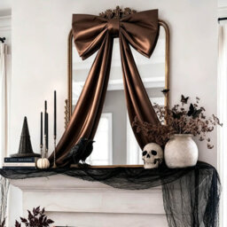 Amorly 48In Oversized Giant Coffee Bow, Gothic Hanging Decor For Halloween, Mantel,entryway,wall,christmas Tree Topper & Party Decoration - thumbnail 8