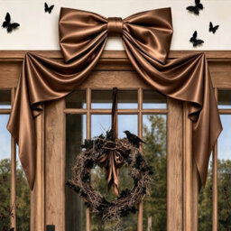 Amorly 48In Oversized Giant Coffee Bow, Gothic Hanging Decor For Halloween, Mantel,entryway,wall,christmas Tree Topper & Party Decoration - thumbnail 5