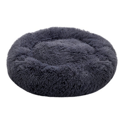 Living And Home Dark Grey Calming Round Donut Plush Dog Cuddler Bed 70Cm Dia X 20Cm H - image 1
