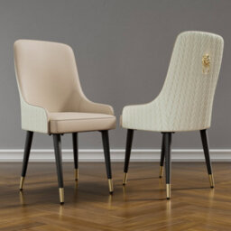 Fativo Dining Chair Set Of 2 Leather Chairs Modern Solid Metal Frame Chairs Living Room,  Khaki,  43.5L X 43.5W X 90H Cm - thumbnail 7
