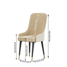 Fativo Dining Chair Set Of 2 Leather Chairs Modern Solid Metal Frame Chairs Living Room,  Khaki,  43.5L X 43.5W X 90H Cm - thumbnail 2