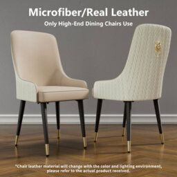 Fativo Dining Chair Set Of 2 Leather Chairs Modern Solid Metal Frame Chairs Living Room,  Khaki,  43.5L X 43.5W X 90H Cm - thumbnail 4