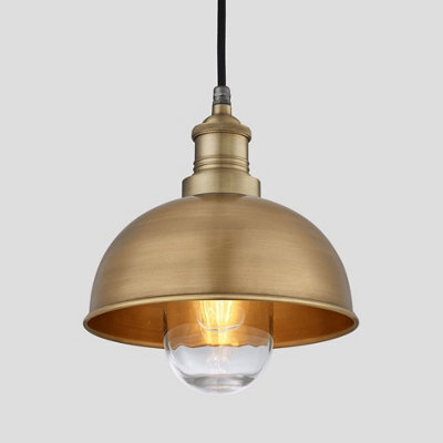 Industville Brooklyn Outdoor & Bathroom Dome Pendant, 8 Inch, Brass, Brass Holder - image 1