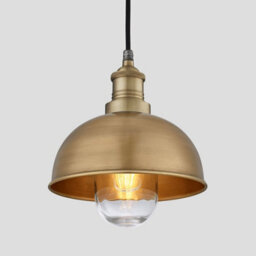 Industville Brooklyn Outdoor & Bathroom Dome Pendant, 8 Inch, Brass, Brass Holder