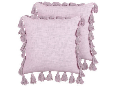 Beliani Set Of 2 Decorative Cushions Lynchis Cotton 45 X 45 Cm Pink - image 1
