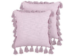 Beliani Set Of 2 Decorative Cushions Lynchis Cotton 45 X 45 Cm Pink - thumbnail 1