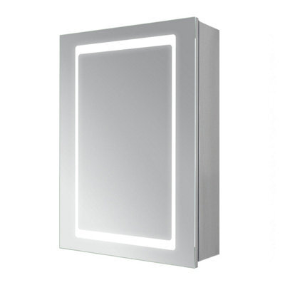 Plum&clay Rey Led Illuminated Single Mirrored Wall Cabinet With Demister (H)700mm (W)500mm - image 1