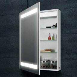 Plum&clay Rey Led Illuminated Single Mirrored Wall Cabinet With Demister (H)700mm (W)500mm - thumbnail 2