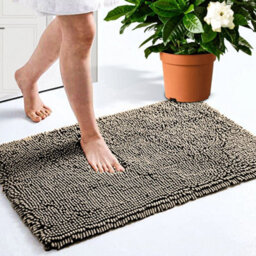 Grey 50X80Cm Non-Slip Absorbent Bath Shower Mat Rug Super Soft Chenille Machine Washable Mats - thumbnail 3