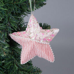 Shatchi 3Pcs Baby Pink Star 12Cm - Christmas Tree Hanging Decorations  Ornaments Fairy Tale Themed Xmas Tree Pendant - thumbnail 6