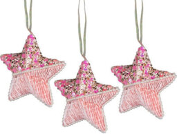 Shatchi 3Pcs Baby Pink Star 12Cm - Christmas Tree Hanging Decorations  Ornaments Fairy Tale Themed Xmas Tree Pendant - thumbnail 1