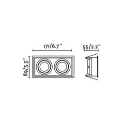 Luminosa Lighting Luminosa Hyde White Tiltable Square Recessed Downlight 2 Light, Gu10 - thumbnail 3
