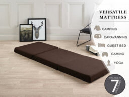 Mattress Guru Folding Z Bed Mattress, Tri Folding Guest Bed, Lightweight, Space Saving, Futon Mattress, Chocolate Brown - thumbnail 2