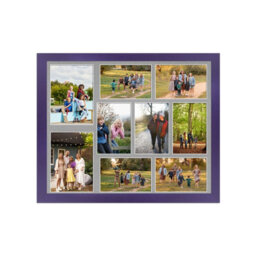 AK Frames 20X16 Purple Sleek Multi Photo Frame With Silver Mount - Holds 9 Apertures (2X) 7X5, (7X) 6X4 Photos