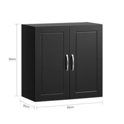 Sobuy Frg231-Sch, Bathroom Wall Cupboard Kitchen Wall Cabinet Bathroom Cabinet Mounted Storage Unit With 2 Door,black - thumbnail 3