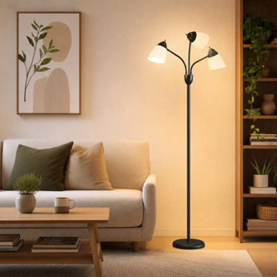 Homcom Black Tree Floor Lamp With 3 Adjustable Lights - image 1