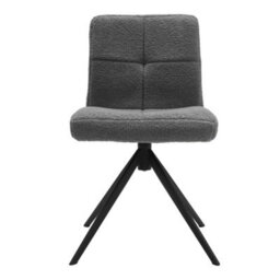 Living And Home Dining Chair Set Of 2 Grey Plush Swivel Dining Chair With Metal Legs - thumbnail 2