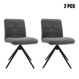 Living And Home Dining Chair Set Of 2 Grey Plush Swivel Dining Chair With Metal Legs