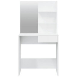Berkfield Dressing Table With Mirror High Gloss White 74.5X40X141 Cm - thumbnail 6