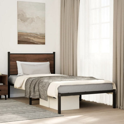 Berkfield Metal Bed Frame Without Mattress Brown Oak 100X200 Cm - image 1