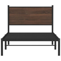 Berkfield Metal Bed Frame Without Mattress Brown Oak 100X200 Cm - thumbnail 5