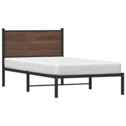 Berkfield Metal Bed Frame Without Mattress Brown Oak 100X200 Cm - thumbnail 4