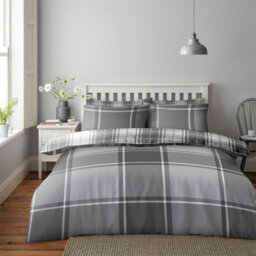 Gc Gaveno Cavailia Timeless Tartan Duvet Cover Bedding Set Grey Double 3Pc With Checked Design Printed Quilt Cover - thumbnail 1