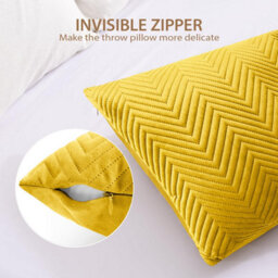 Ameha Ochre Embossed Velvet Cushions Set, 18X18 Inch, Includes 4 Filled Cushions & 4 Covers, Breathable & Anti Allergic - thumbnail 5