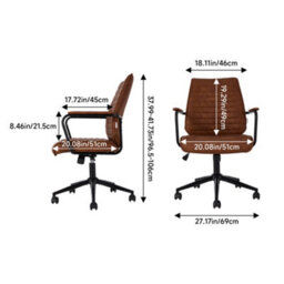 Living And Home Swivel & Height Brown Pu Leather Adjustable Office Chair - thumbnail 5
