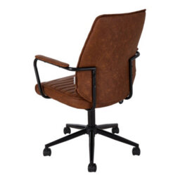 Living And Home Swivel & Height Brown Pu Leather Adjustable Office Chair - thumbnail 4