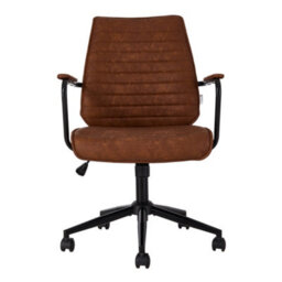 Living And Home Swivel & Height Brown Pu Leather Adjustable Office Chair - thumbnail 2