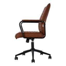 Living And Home Swivel & Height Brown Pu Leather Adjustable Office Chair - thumbnail 3
