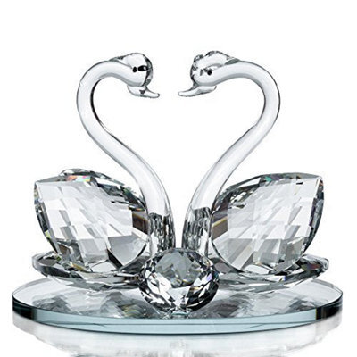 London Boutique Large Decorative Crystal Glass Animal Double Swan Model With Swarovski Crystal Elements Giftware Present (1 Piece) - image 1