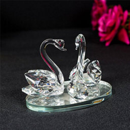 London Boutique Large Decorative Crystal Glass Animal Double Swan Model With Swarovski Crystal Elements Giftware Present (1 Piece) - thumbnail 3