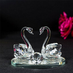 London Boutique Large Decorative Crystal Glass Animal Double Swan Model With Swarovski Crystal Elements Giftware Present (1 Piece) - thumbnail 2
