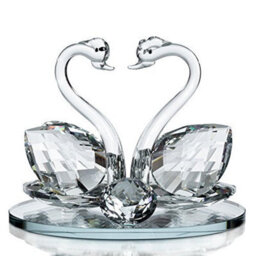 London Boutique Large Decorative Crystal Glass Animal Double Swan Model With Swarovski Crystal Elements Giftware Present (1 Piece)