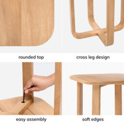 MH London Duchie Solid Wood Side Table Living Room Wooden Side Table Bedside Blonde Natural Side Table - thumbnail 5