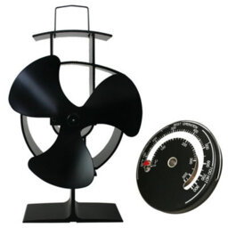 Sundaze Black 3 Blade Eco Friendly Heat Powered Log Burner Stove Top Fan With Thermometer - thumbnail 1
