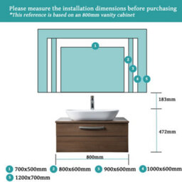 Maerts-E Illuminated Led Bathroom Wall Mirror With Demister 1200X700mm Touch Switch Dimmable 3 Lights - thumbnail 9
